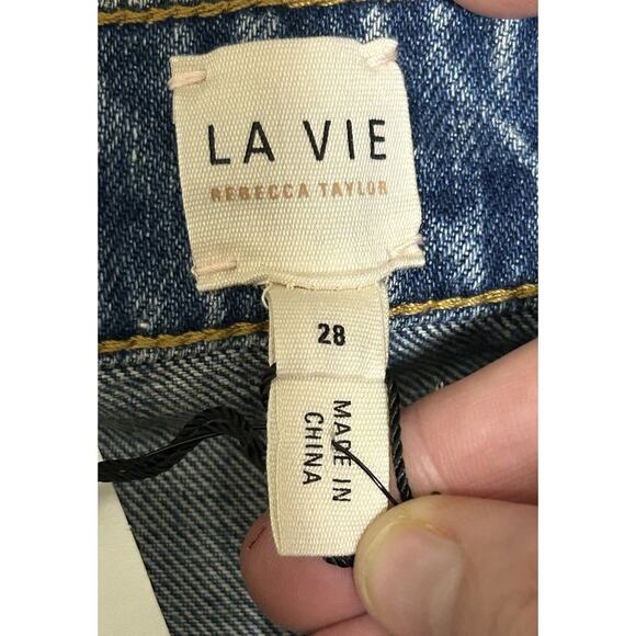 NWT $235 La Vie Rebecca Taylor Anais Straight Leg Patchwork Jeans - Size 28 - Picture 6 of 10